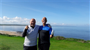 Fernando and Michael celebrate their eagles on Hole 11 on Ballybunion Old Course