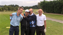 The VI Annual Society Cup @Birchwood Gc 10 Sept 2016: Grp 6(L:R) Gary Archer, Des Burnett (getting kissed) David Jacobs and Howard "The Assasin" 