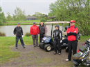 Another 4 balls in the queue at the 1st Tee, getting a little wet. Weald of Kent