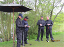 Waiting on the 1st Tee, the rain soon dispersed. Weald of Kent