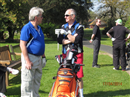 Roger Akerman, our organiser, in deep conversation with Steve (how far will you drive this time?).  Ham Manor, Sussex