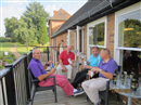 Cottesmore, 1st day:  Robert, Dick, Paul & Lance enjoying their post round drink on a balmy evening.