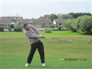 Ryan driving off on the first tee at Cooden